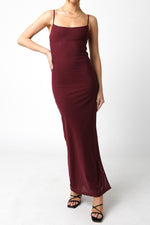 Sleeveless Mesh Stretch Maxi Dress Burgundy