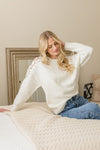 Long Crochet Sleeve Sweater Top White