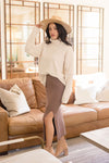 Long Sleeve Turtleneck Sweater Top Beige