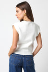 Sleeveless Crew Neck Sweater Top White