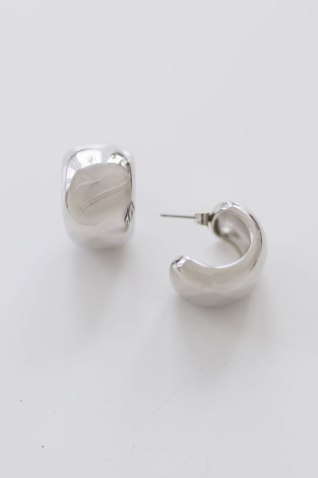 Chunky Hoop Earrings Silver