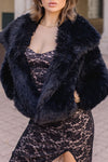 Long Sleeve Faux Fur Jacket Black