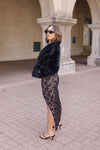 Long Sleeve Faux Fur Jacket Black