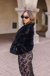 Long Sleeve Faux Fur Jacket Black