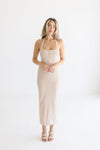 Sleeveless Halter Maxi Dress Beige