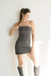 Sleeveless Denim Mini Dress Black