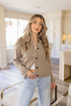 Long Sleeve Button Down Wool Cardigan Taupe