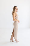 Sleeveless Halter Maxi Dress Beige