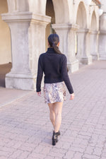 Drawstring Satin Leopard Print Mini Skirt Brown