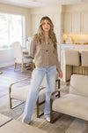 Long Sleeve Button Down Wool Cardigan Taupe