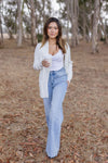  Long Sleeve Open Front Knit Cardigan White