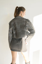 Vegan Leather Cropped Moto Jacket Black