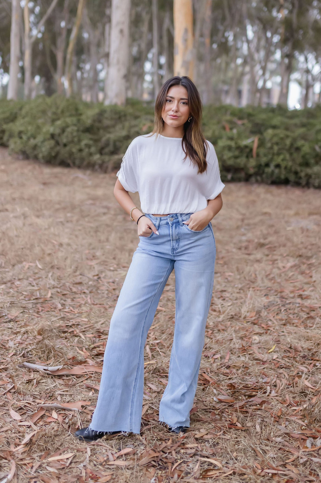 Short Sleeve Color Block Satin Crop Top White