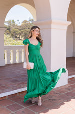  Ruffle Sleeve Maxi Dress Green