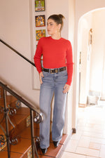 Long Sleeve Cable Knit Sweater Top Red