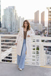 Long Sleeve Notch Collar Long Coat Cream