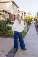 Long Sleeve Front Tie Knit Cardigan White