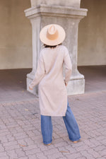 Long Sleeve High Slit Long Pullover Sweater Top Taupe