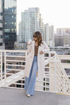 Long Sleeve Notch Collar Long Coat Cream