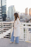 Long Sleeve Notch Collar Long Coat Cream