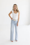 High Rise Wide Leg Jeans Light Wash