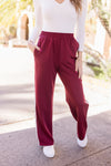  High Waist Stripe Print Track Pants Burgundy