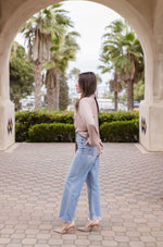  Long Sleeve Button Down Satin Top Mauve