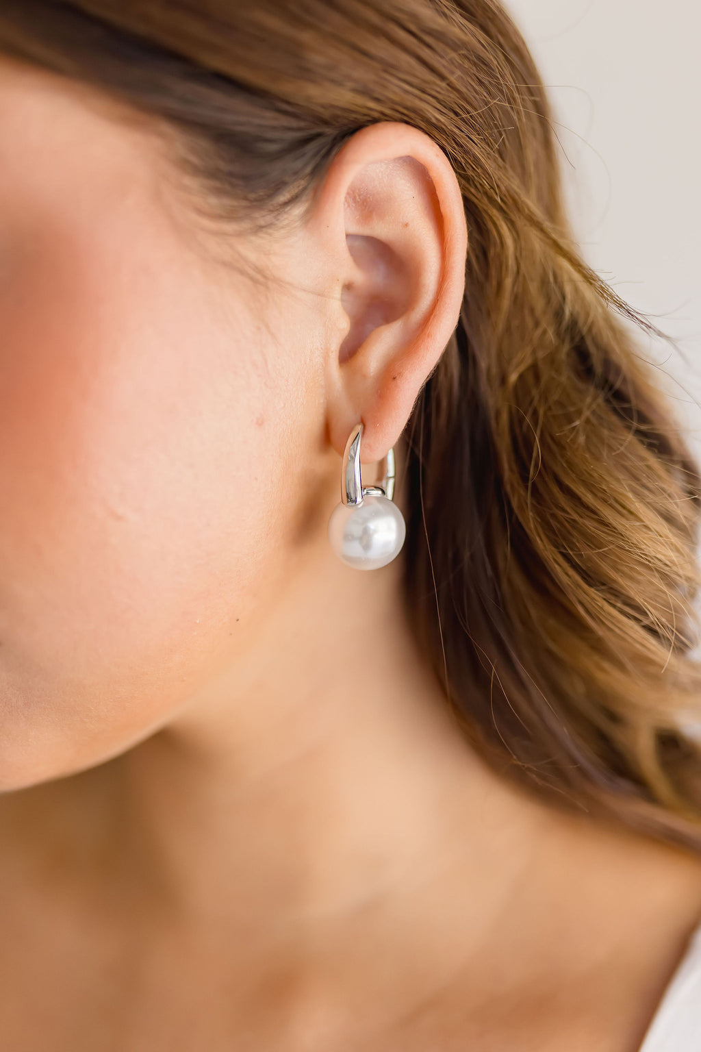 Oversized Pearl Drop Earrings Silver