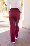  High Waist Stripe Print Track Pants Burgundy