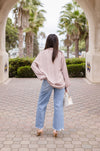  Long Sleeve Button Down Satin Top Mauve