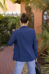 Long Sleeve Notched Lapel Blazer Navy