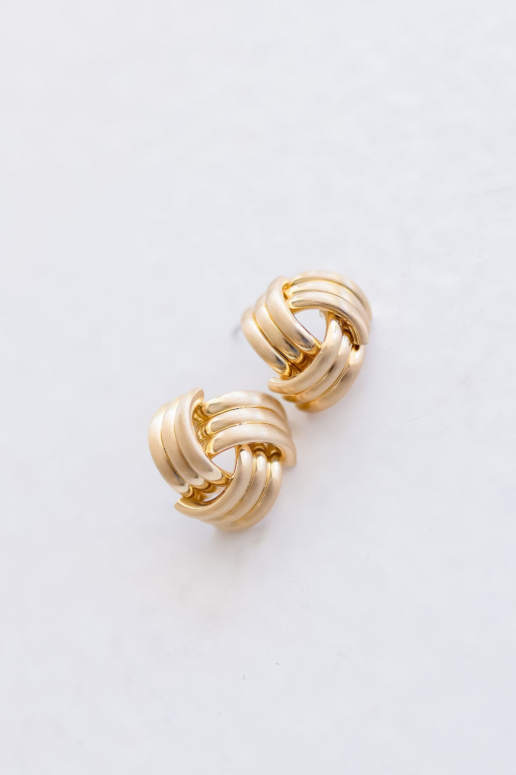 Layered Knot Stud Earrings Gold