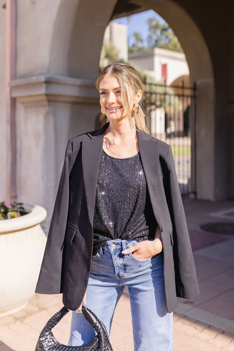 Sleeveless Sequin Top Black