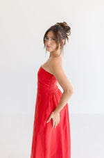 Sleeveless Linen Maxi Dress Red