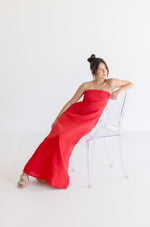 Sleeveless Linen Maxi Dress Red