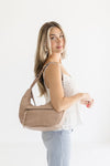 Faux Leather Hobo Shoulder Purse Taupe