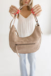 Faux Leather Hobo Shoulder Purse Taupe