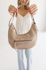 Faux Leather Hobo Shoulder Purse Taupe