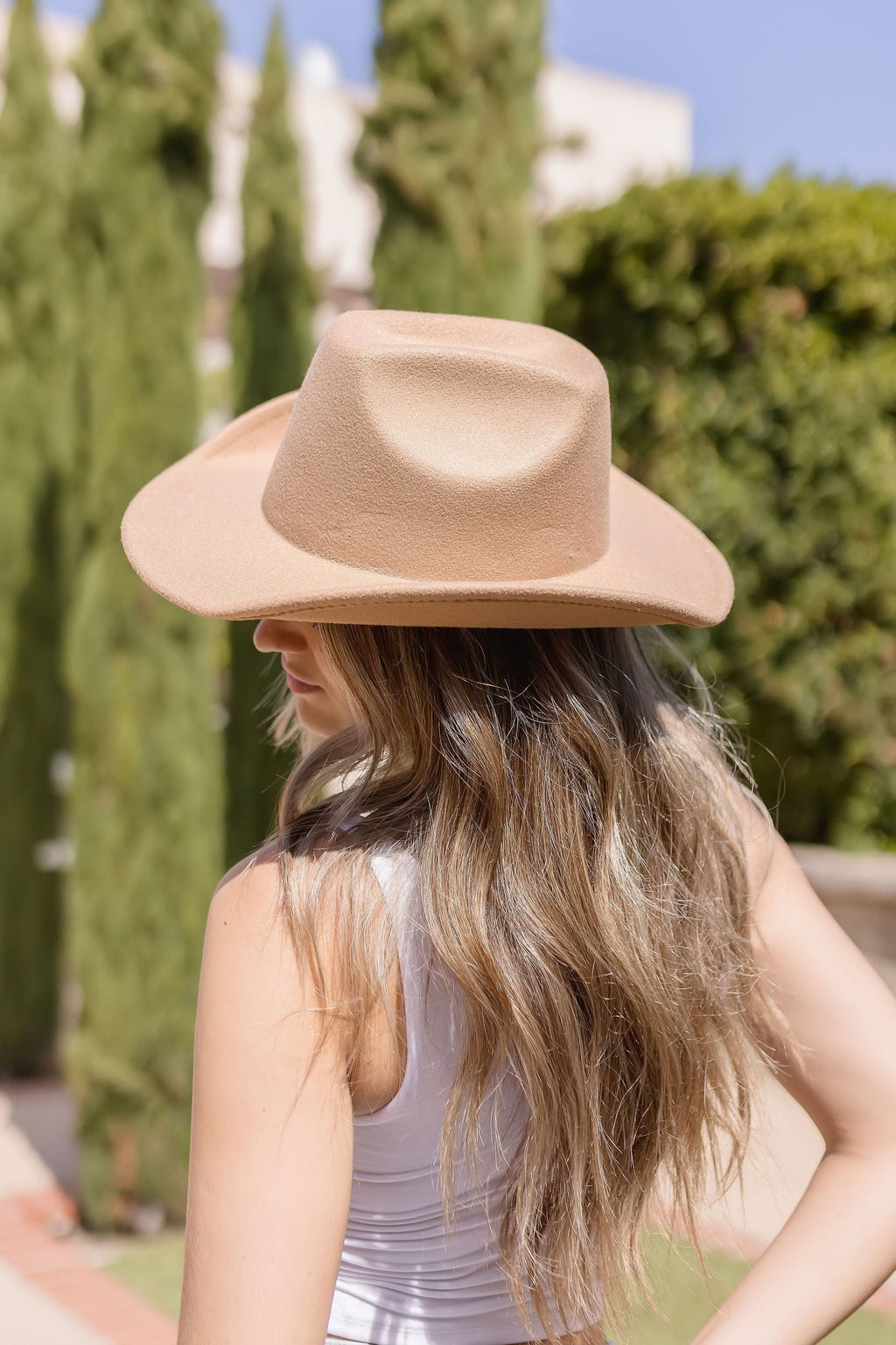  Faux Felt Cowboy Hat Taupe