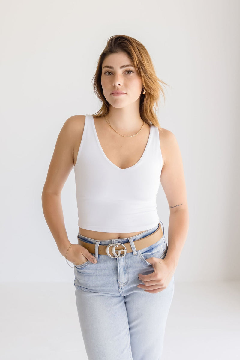 Logo Buckle Belt Nude