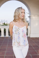 Sleeveless Floral Print Top Mauve 