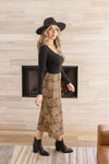 Leopard Print Mesh Midi Skirt Brown