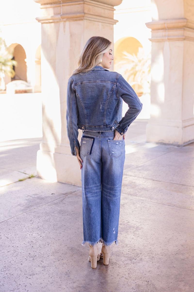 Jumpsuit and denim jacket online