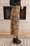 Leopard Print Mesh Midi Skirt Brown