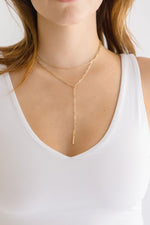 Layered Chain Link Bar Necklace Gold