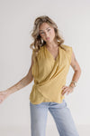 Sleeveless Draped Wrap Top Yellow