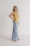 Sleeveless Draped Wrap Top Yellow