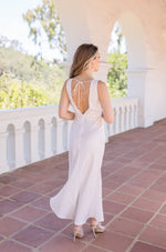 Sleeveless Stripe Print Maxi Dress White