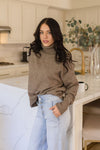 Long Sleeve Turtleneck Sweater Top Taupe