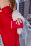 Satin Crossbody Clutch Red